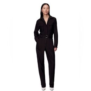 Another Tomorrow Women's Wool Black Jumpsuit, Fr 40, US 4 NWT